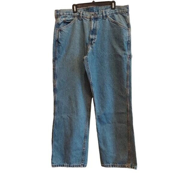 Irontown Workwear Mens 40x32 Blue Stonewashed Carpenter Utility Work Jeans Cotto - Picture 1 of 11